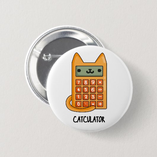 Cat-culator Funny Kitty Cat Calculator Pun Button (Vorne & Hinten)