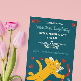 Cat Cupid Custom Valentine's Day Party Einladung