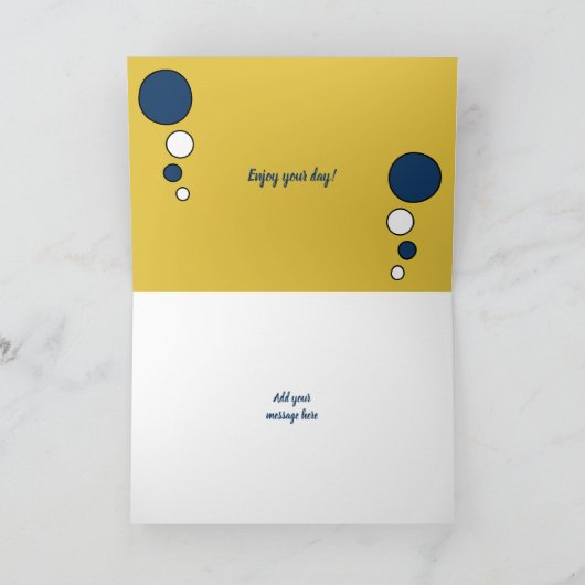 Cat curled up asleep photo navy gold birthday karte (Innenseite)