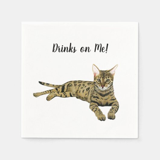 Cat Custom Cocktail Napkin Serviette (Vorderseite)
