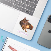 Cat Custom-Cut Vinyl Stickers Aufkleber (Laptop mit iPhone)