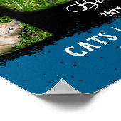 Cat Custom Foto Collage verblichene Grenzen Schwar Poster (Ecke)