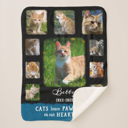 Cat Custom Foto Collage verblichene Grenzen Schwar Sherpadecke (Vorderseite)