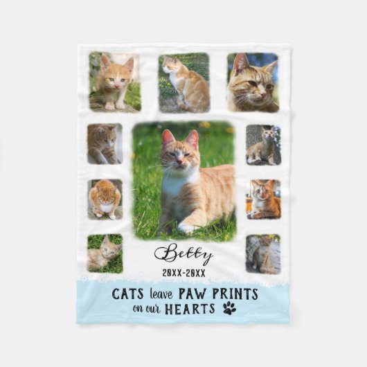 Cat Custom Foto Collage verblichene Grenzen weiß b Fleecedecke (Vorderseite)