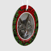 Cat Custom Foto Name Erste Weihnachtsfeier Ornament (Vorderseite)