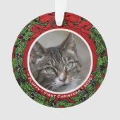 Cat Custom Foto Name Erste Weihnachtsfeier Ornament (Vorderseite)
