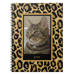 Cat Custom Foto Name Leopard Muster Notebook Notizblock