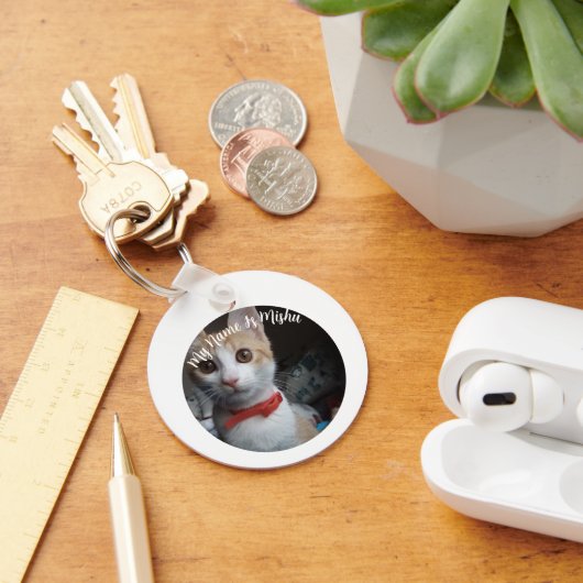 Cat Custom Foto Name Valentine's Gift Schlüsselanh Schlüsselanhänger (Schreibtisch)