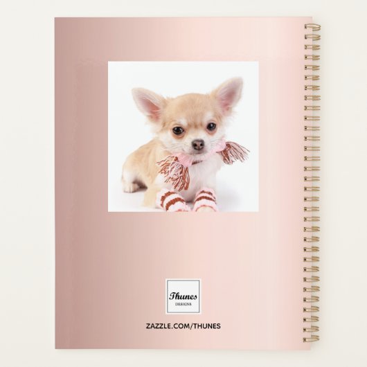 Cat Custom Foto Rose Gold Planer (Rückseite)