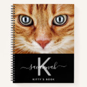 Cat Custom Foto Schwarz-weiß Monogramm Notizblock (Vorderseite)