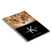 Cat Custom Foto Schwarz-weiß Monogramm Notizblock (Rechte Seite)