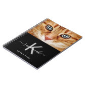 Cat Custom Foto Schwarz-weiß Monogramm Notizblock (Linke Seite)