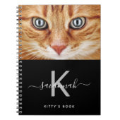 Cat Custom Foto Schwarz-weiß Monogramm Notizblock (Vorderseite)