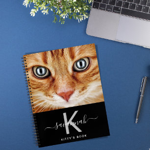 Cat Custom Foto Schwarz-weiß Monogramm Notizblock