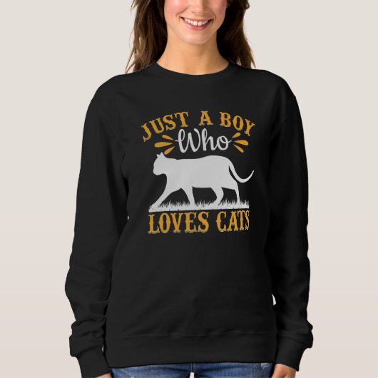 Cat Cute Cat Owner I Just A Boy Who Loves Cats Sweatshirt (Vorderseite)