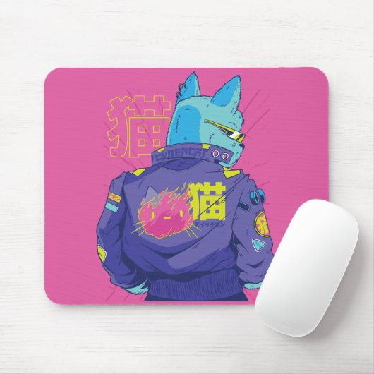 Cat Cyberpunk Stilvolles Design Mousepad (Mit Mouse)