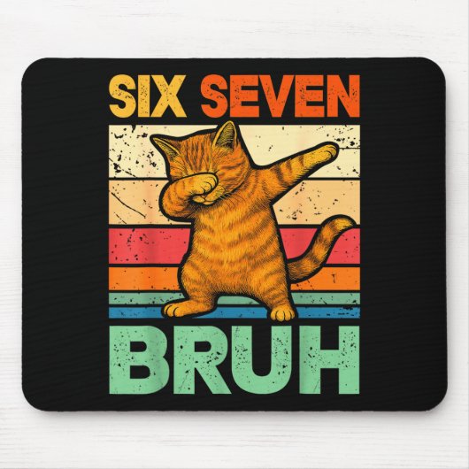 Cat Dabbing Bruh 67 Meme 6 7 Six Seven  Mousepad (Vorne)