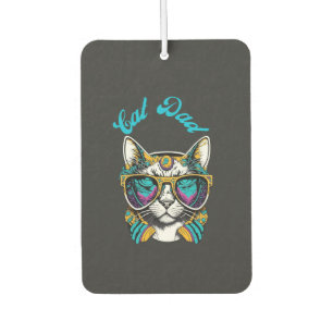 Cat Dad Black Cat Vintage Eighties Style Cat Retro Autolufterfrischer