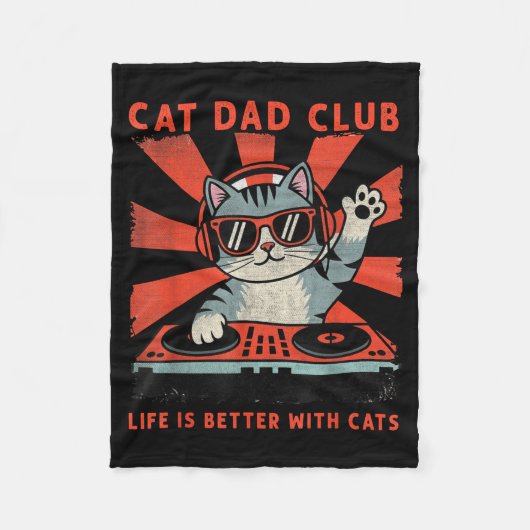 Cat Dad Club, Life Is Better With Cats, Cat Dad Fu Fleecedecke (Vorderseite)