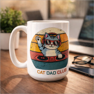 CAT DAD CLUB / Lustiger Retro-Musiker Kaffeetasse