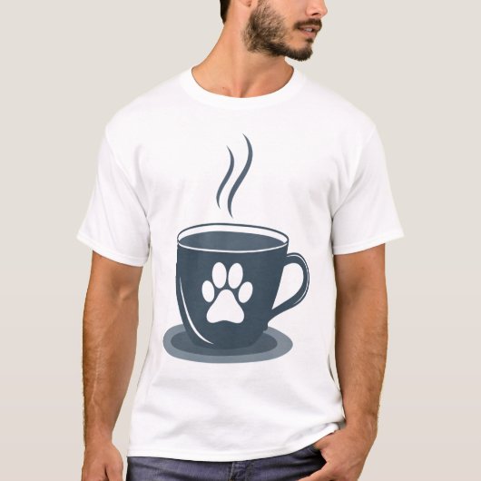 Cat Dad Coffee – Minimalist Cat Paw & Mug Tee for (Vorderseite)