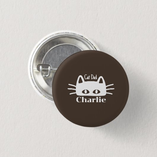 Cat Dad custom cat name Button (Vorne & Hinten)