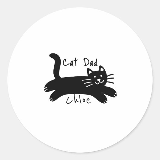 Cat Dad custom cat name Runder Aufkleber (Vorderseite)