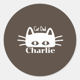 Cat Dad custom cat name Runder Aufkleber