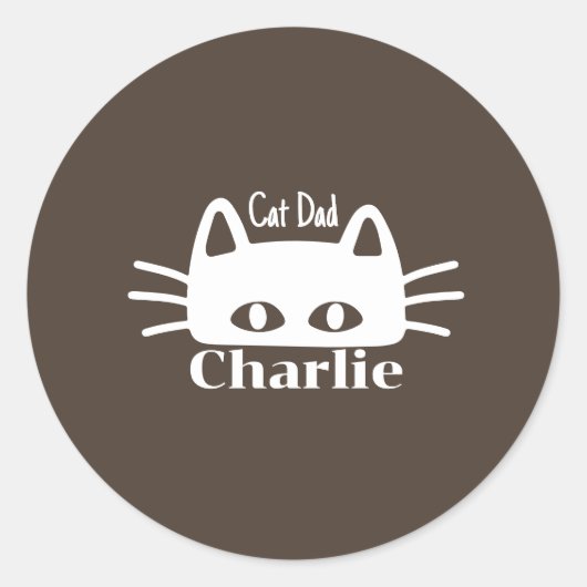 Cat Dad custom cat name Runder Aufkleber (Vorderseite)