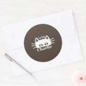 Cat Dad custom cat name Runder Aufkleber (Umschlag)