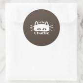Cat Dad custom cat name Runder Aufkleber (Tasche)
