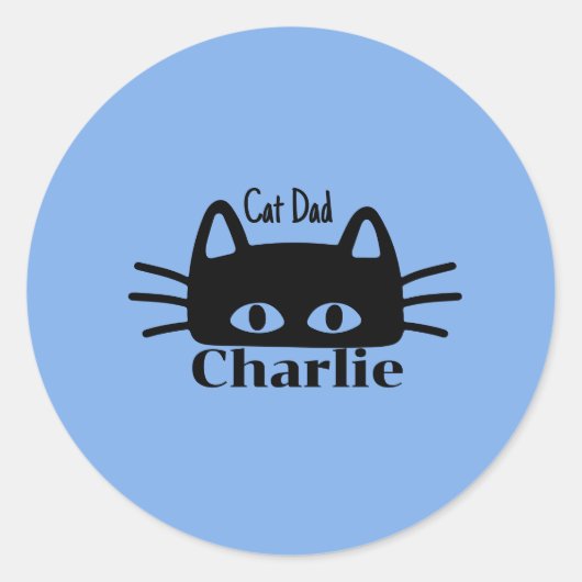 Cat Dad custom cat name Runder Aufkleber (Vorderseite)