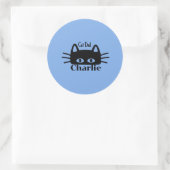 Cat Dad custom cat name Runder Aufkleber (Tasche)