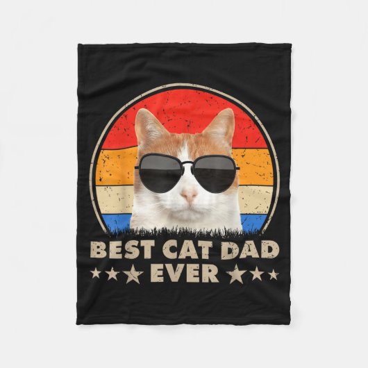 Cat Dad Ever Vintage Cool Gles Cat For Father Men Fleecedecke (Vorderseite)