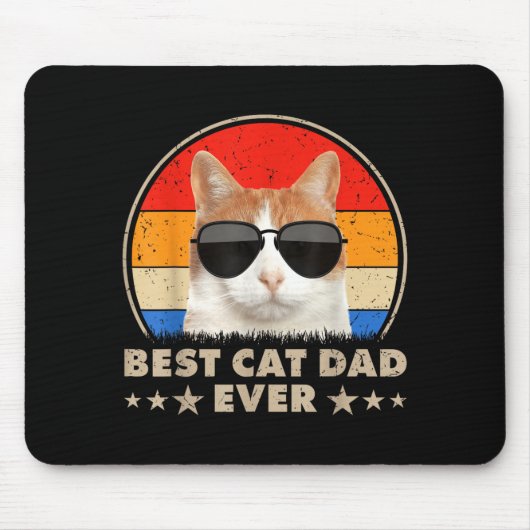 Cat Dad Ever Vintage Cool Gles Cat For Father Men Mousepad (Vorne)