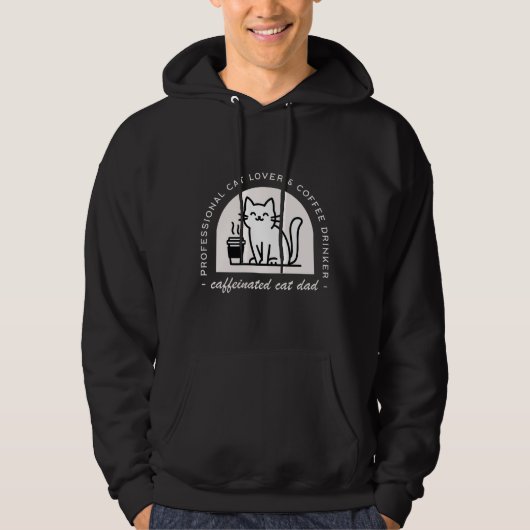 Cat dad funny coffee lover hoodie (Vorderseite)