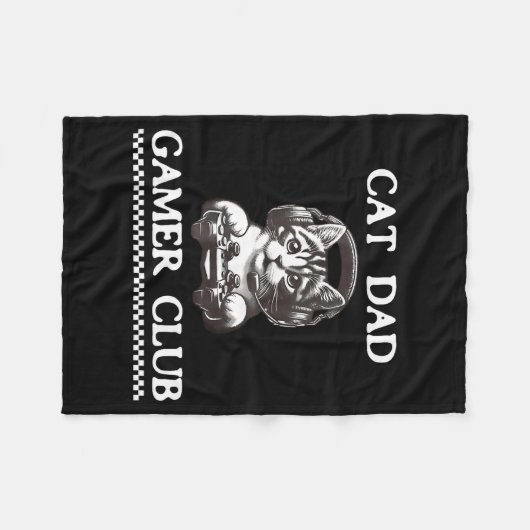 Cat Dad Gamer Club Funny Cat Lover Gaming Game Fat Fleecedecke (Vorderseite (Horizontal))