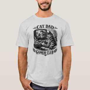 Cat Dad Gamer Club T-Shirt – Lustiges Gaming-Katze