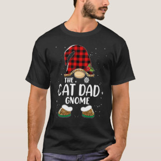 Cat Dad Gnom Buffalo Karo Gamaschtes Familien Weih T-Shirt