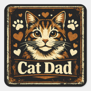 Cat Dad – Stolzer Vater mit Katzen Humor Liebe Quadratischer Aufkleber