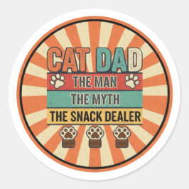 Cat Dad The Man The Myth The Snack Dealer Funny Ca Runder Aufkleber