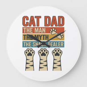 Cat Dad The Snack Dealer Vintage Cat Lover Shirt_1 Große Wanduhr
