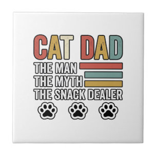 Cat Dad Vintage Lustiges Snack-Händler-Shirt-Desig Fliese