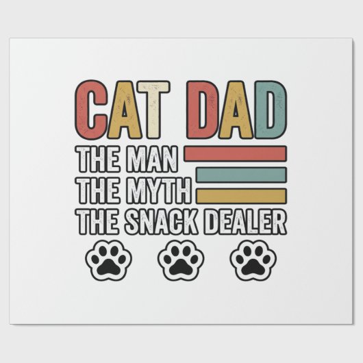 Cat Dad Vintage Lustiges Snack-Händler-Shirt-Desig Geschenkpapier (Flach)