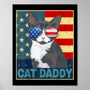 Cat Daddy American Flag 4. Juli Vatertag Funny Poster