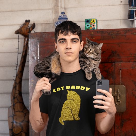 CAT DADDY CAT VATER GLITZER T - SHIRT