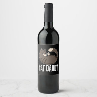 Cat Daddy | Funny Cat Lover zum Vatertag Weinetikett