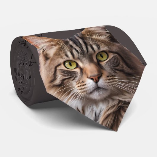 Cat Daddy Gray Tabby Cat Neck Tie Krawatte (Gerollt)