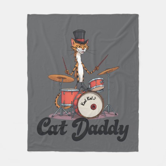 Cat Daddy Musician Drummer | Tabby Cats Art Lover Fleecedecke (Vorderseite)