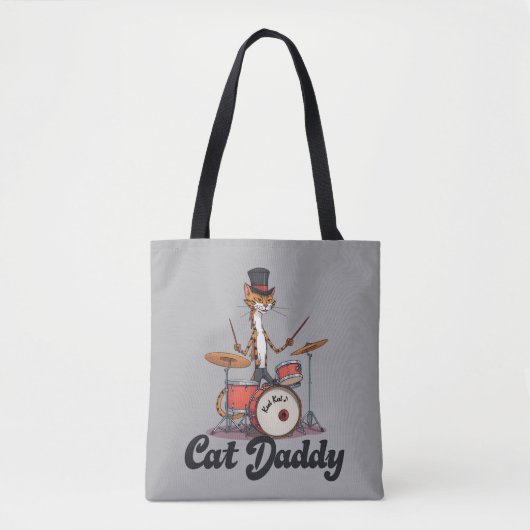 Cat Daddy Musician Drummer | Tabby Cats Art Lover Tasche (Vorderseite)